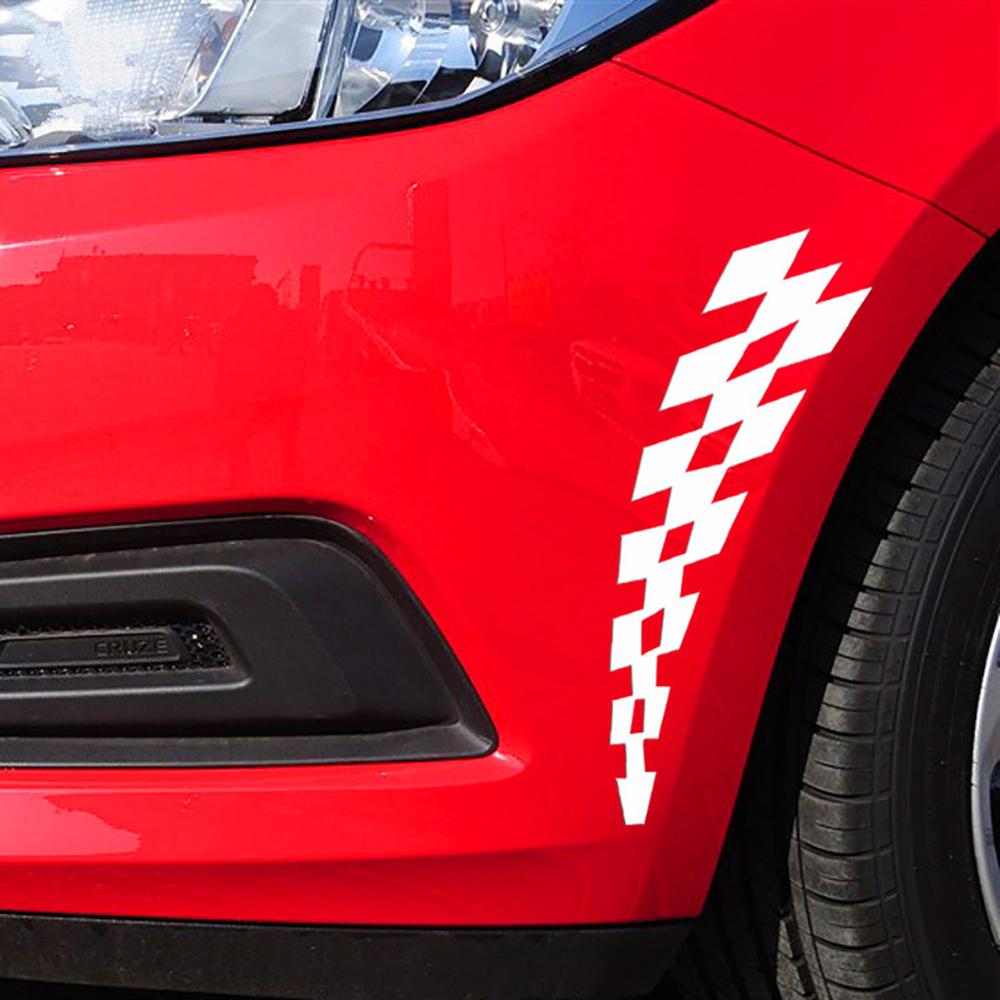 2PCS Universal Racing Stickers Vehicle Car Decals Wheel Eyebrow Checkered Flags Safety Reflector Vinyl Stickers Prevention Decor