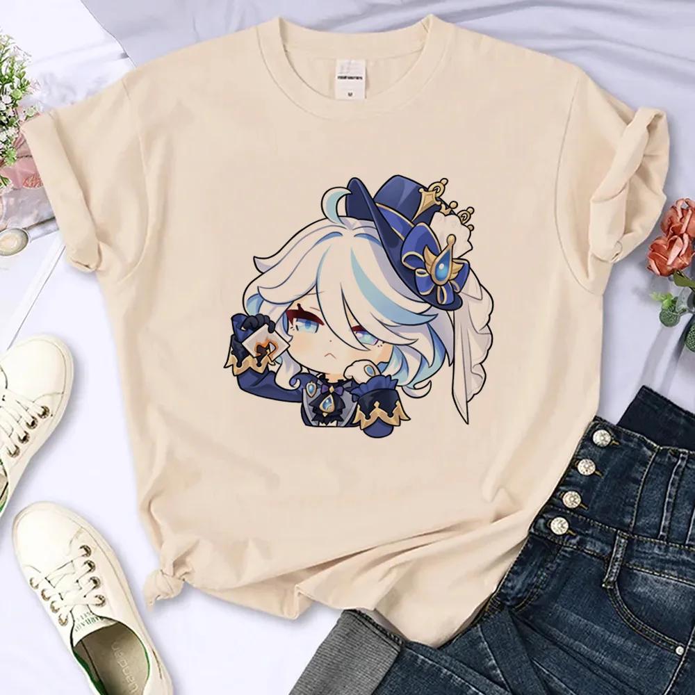 

Футболки Genshin Impact для женщин Футболки Harajuku для девочек Японская одежда с комиксами Летние футболки с короткими рукавами 3XL