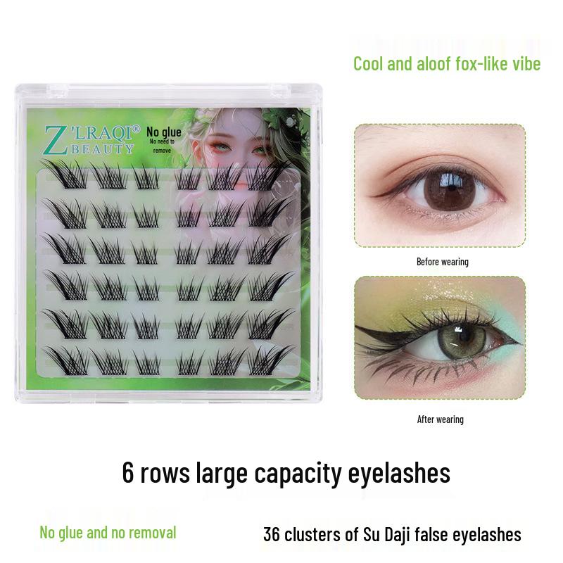 

Glue-Free Fox-Eye DIY False Eyelashes: Self-Adhesive, Natural, Photogenic, Single Cluster Segments with No-Removal Lower Lashes. Standard