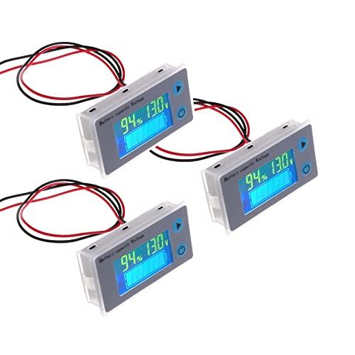Battery voltmeter/level gauge, displays remaining battery level (%), voltage (V), and temperature (℃), for lead-acid batteries, lithium batteries