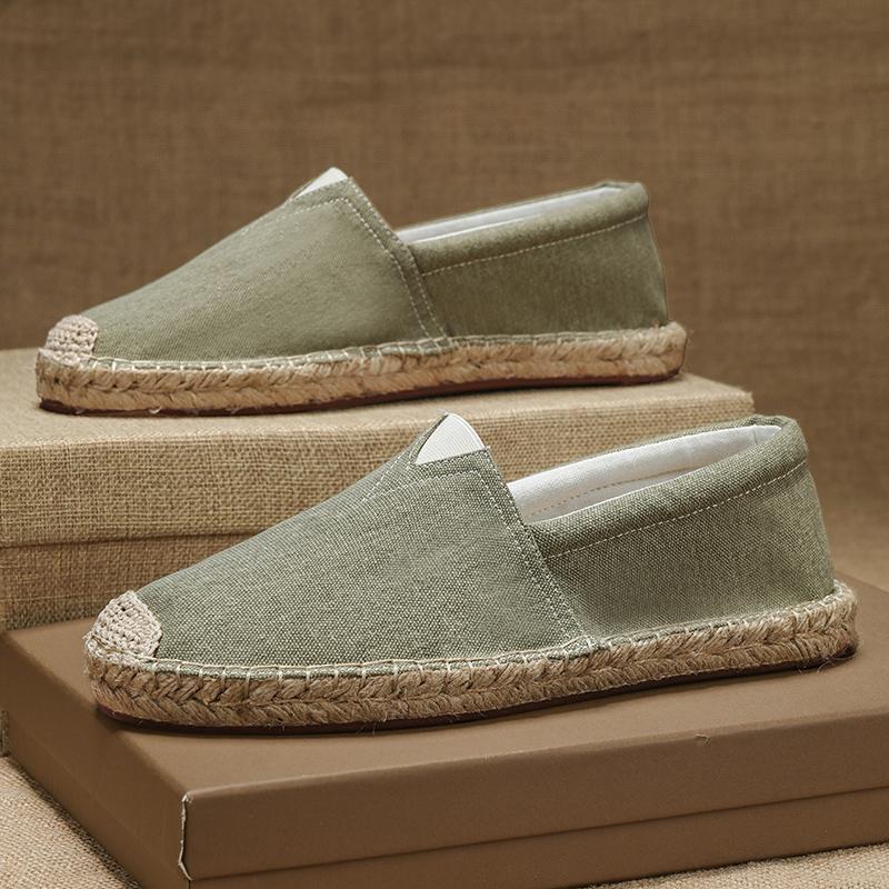 Old Beijing cloth shoes men's summer breathable thin linen straw woven fisherman shoes men's driving lazy shoes