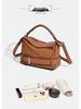 2025 Autumn Geometric Cowhide Crossbody Biker Bag - Large Capacity Genuine Leather Handbag for Women