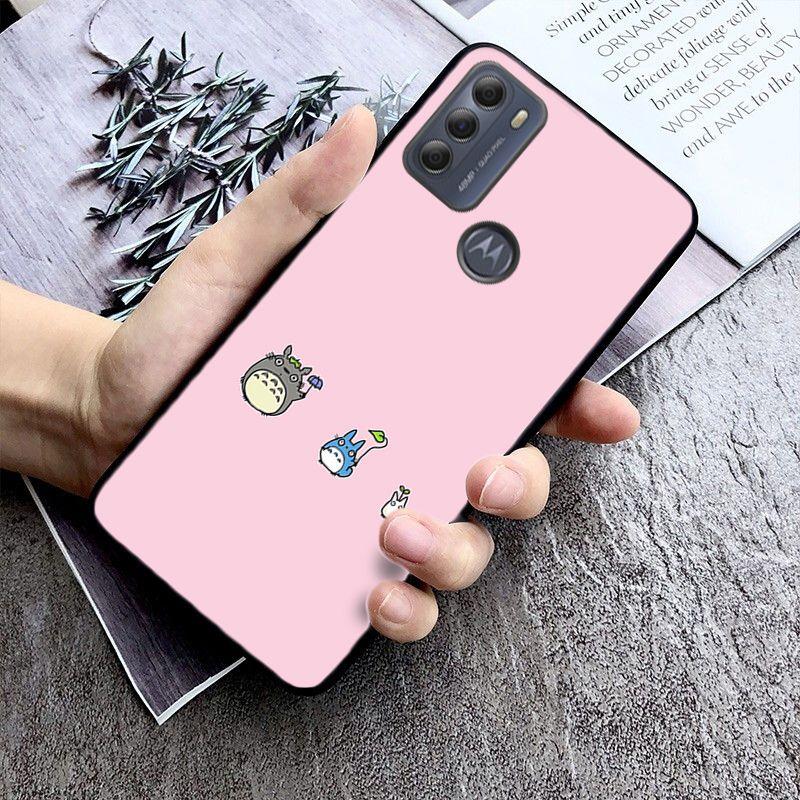 Cartoon Happy Totoro Cat Case for Motorola Moto EDGE 20pro 20lite E6 E7 Cover G STYLUS GPLAY GPOWER G 5G PLUS G30 G100 Coque
