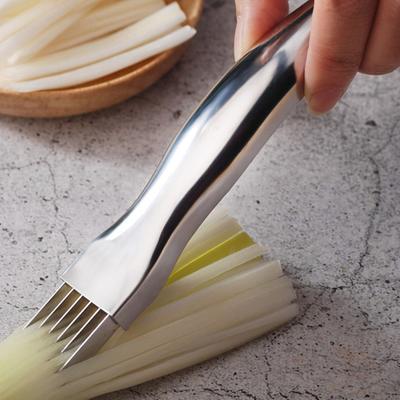 Onion Cutter with Protective Sheath Stainless Steel Blade Non-Slip Handle 6 Blades Vegetables Slicer for Quick Shredding