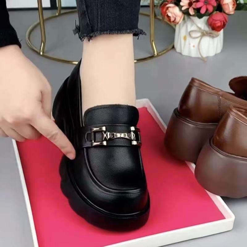 Spring and autumn British style thick-soled heightened new soft-soled single shoes and small leather shoes
