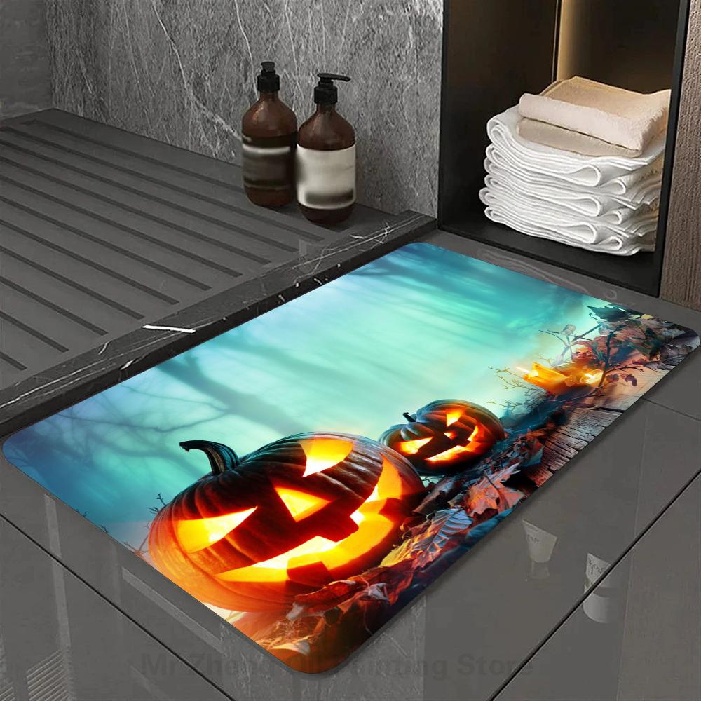 1pc V- Halloween 3D Visual Clown Absorbent Mats Anti-Slip Mats Home Decor Supplies Carpets Home Kitchen Floor Mats