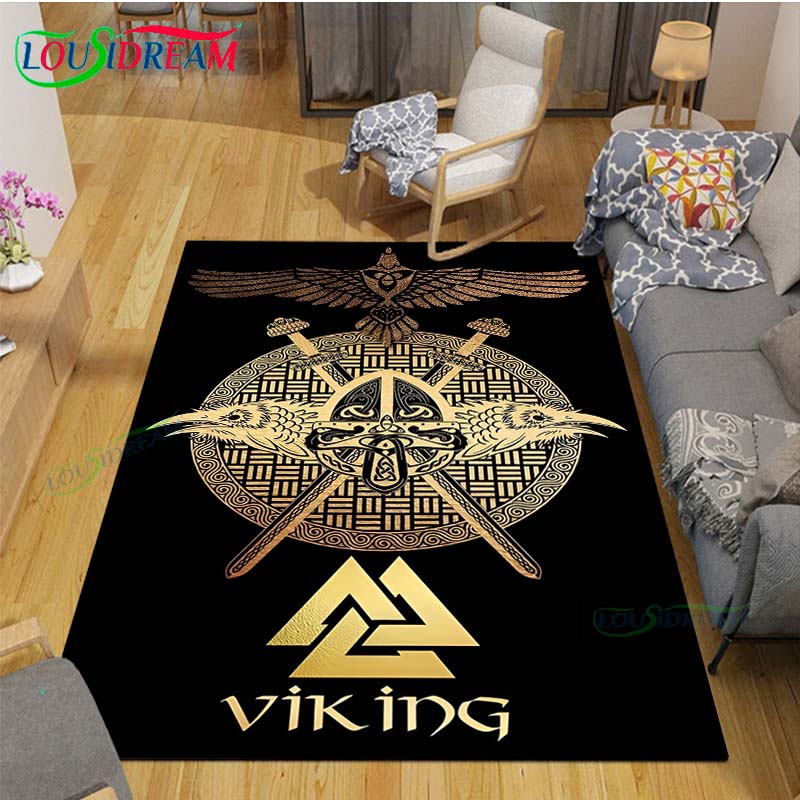 Nordic Viking Mythology Symbols Carpet Room Decor Floor Mats Bedroom Yoga Mat Photography Props Area Rug Birthday Gift