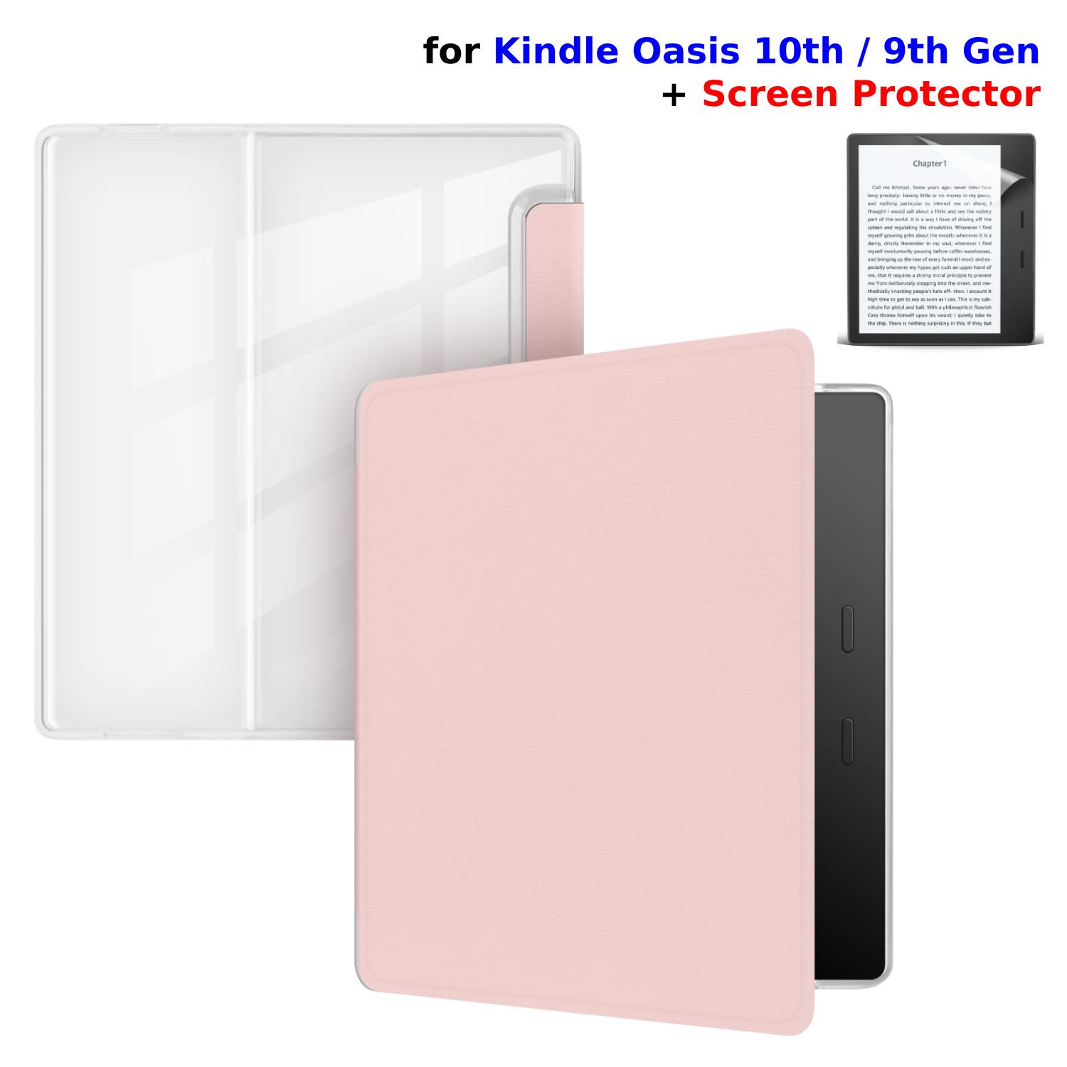 

Чехол для Kindle Oasis 10-го поколения 9-го поколения + Защитная пленка Обложка с функцией сна PU кожа Прозрачный акриловый чехол 7 Oasis Funda розовый
