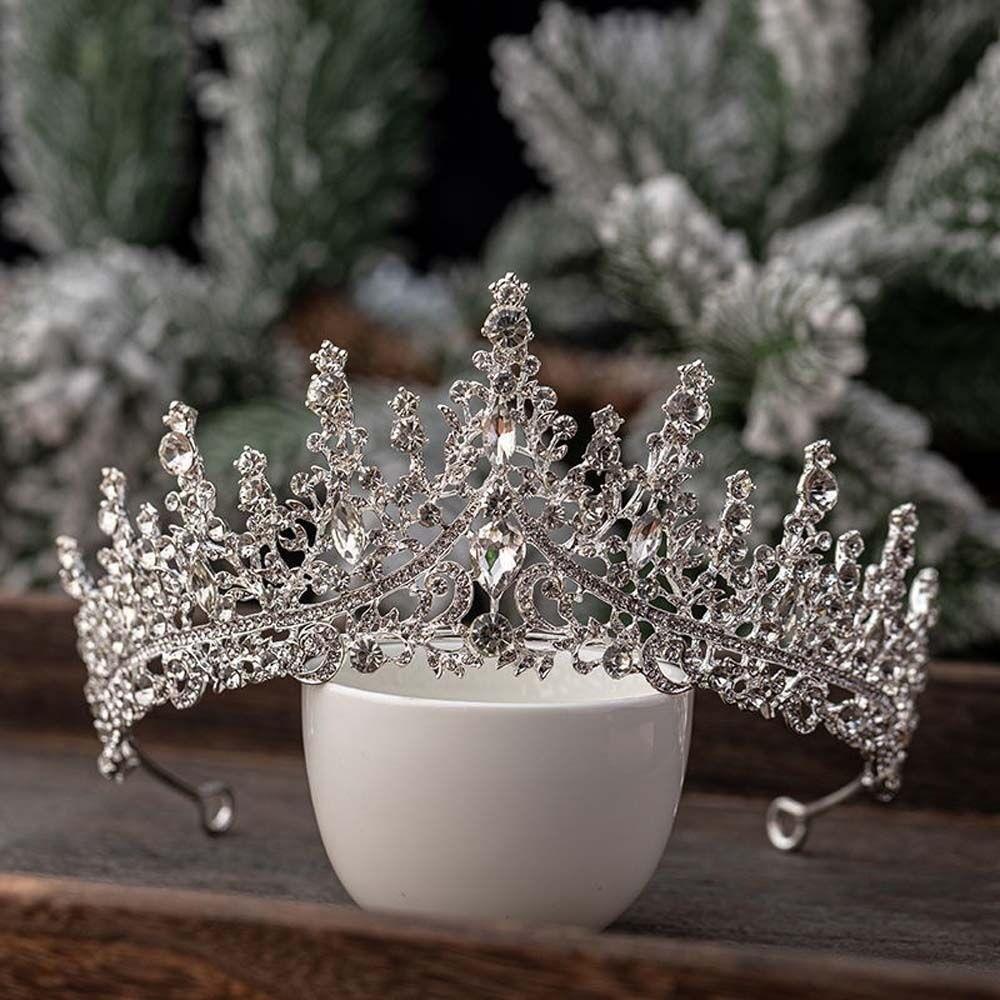 Metal Baroque Crown Queen Party Pageant Rhinestone Crown Exquisite Princess Tiara  Girls Headband