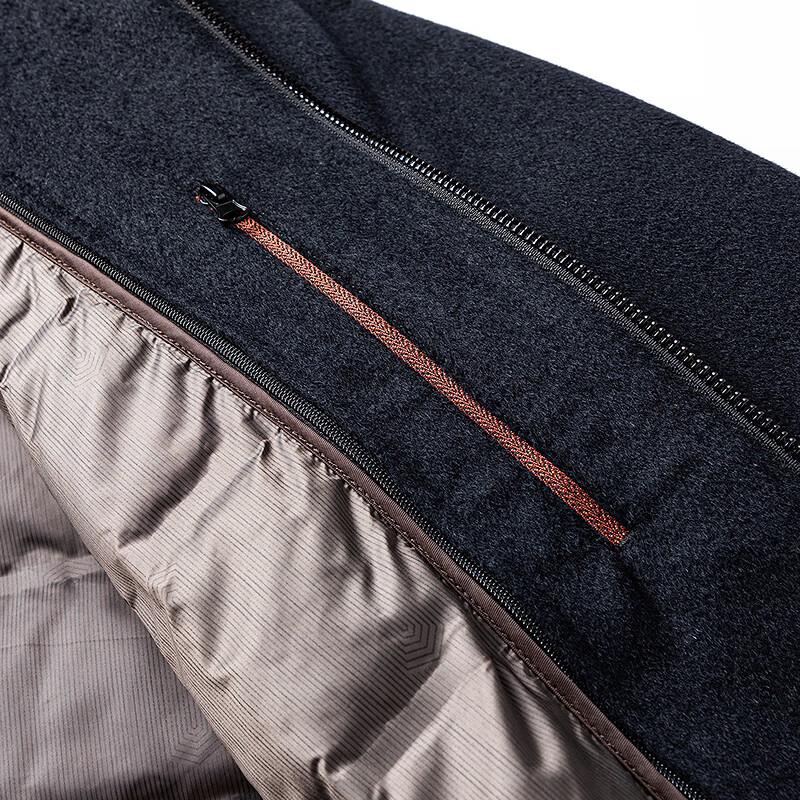 FAPAI Men's Pure Wool Detachable Down Liner Overcoat