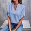 Women's Summer Casual Solid Color Collar Loose Shirt Top Women