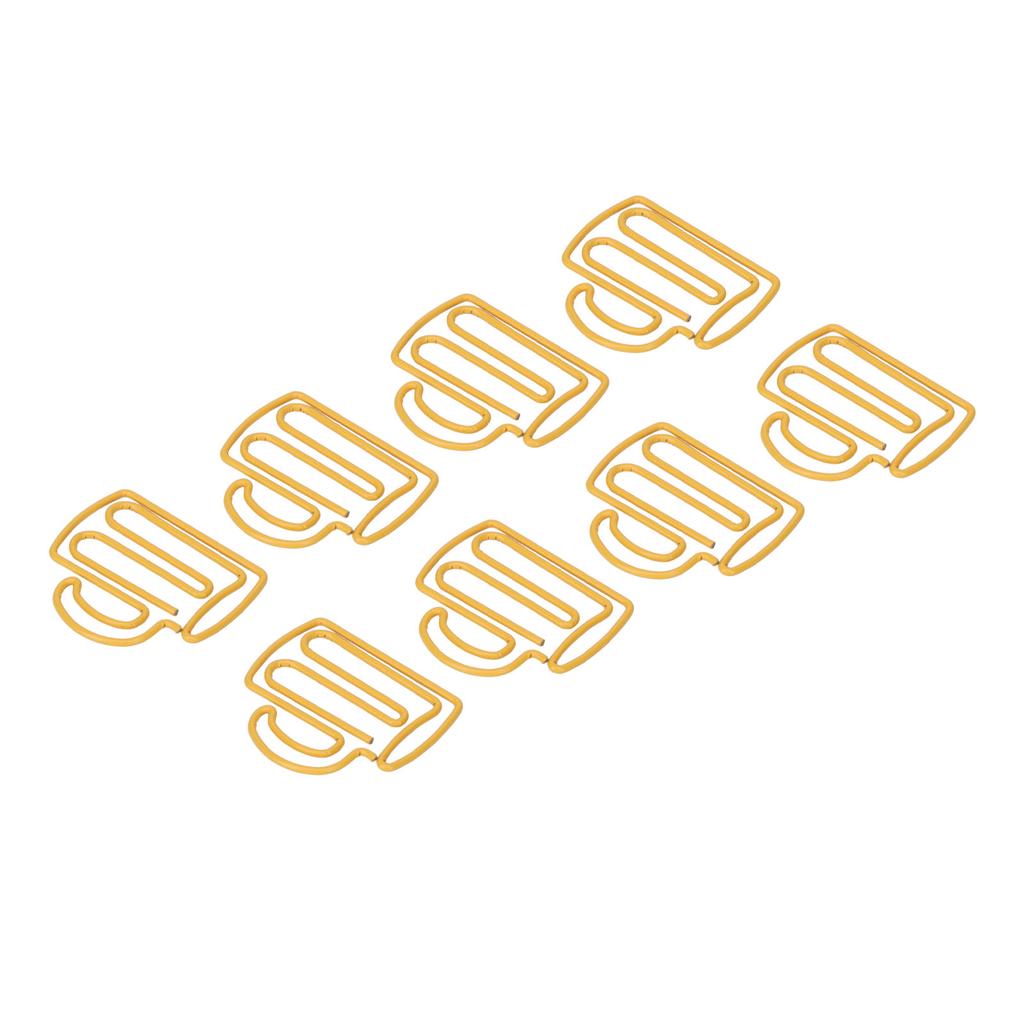 100Pcs Cute Paper Clips Yellow Cup Style Strong Metal Exquisite Color Kids Paper Clips for Home Scho
