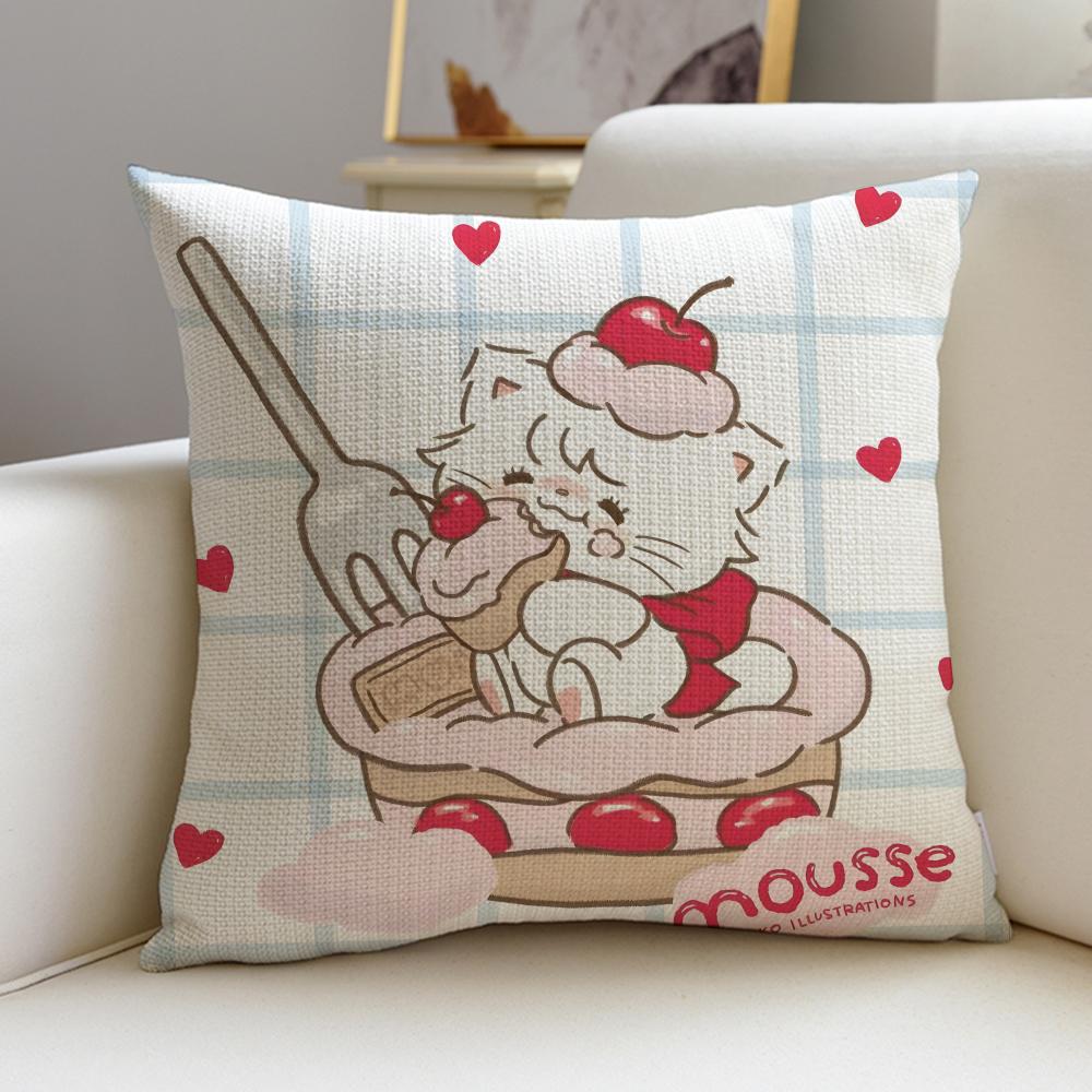 Cute MmikkoS Cushion Cover Breathable and skinfriendly linen pillowcase square removable and washable cushion
