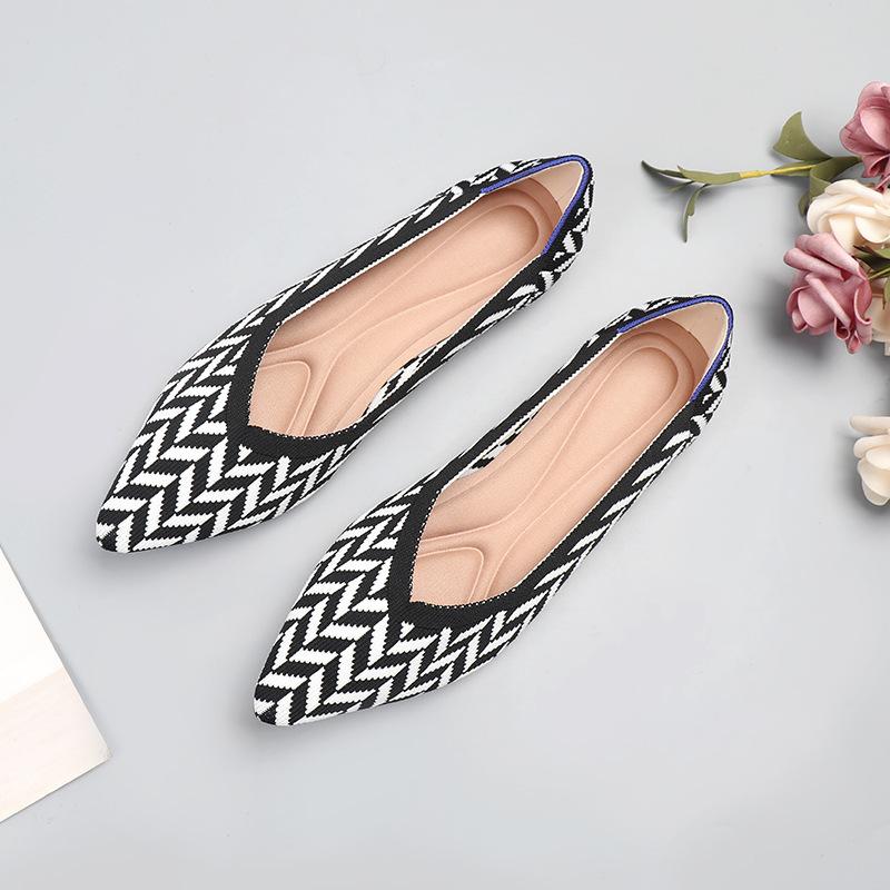 Spring and Autumn flying single shoes Doudou 41 flat bottom 43 large size women's shoes knitted ladyshoes pregnant women