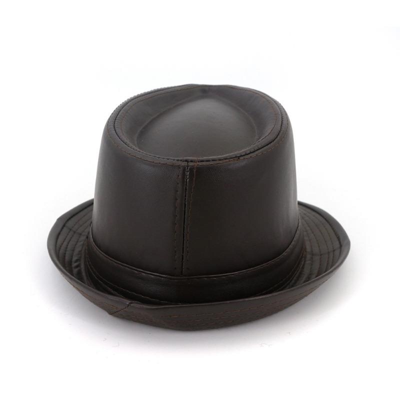 British Top Jazz Hat Minimalist PU Leather Gentleman Hats Men's and Women's Couple Hat Fedoras Party Wedding Cap Father Hat Gift