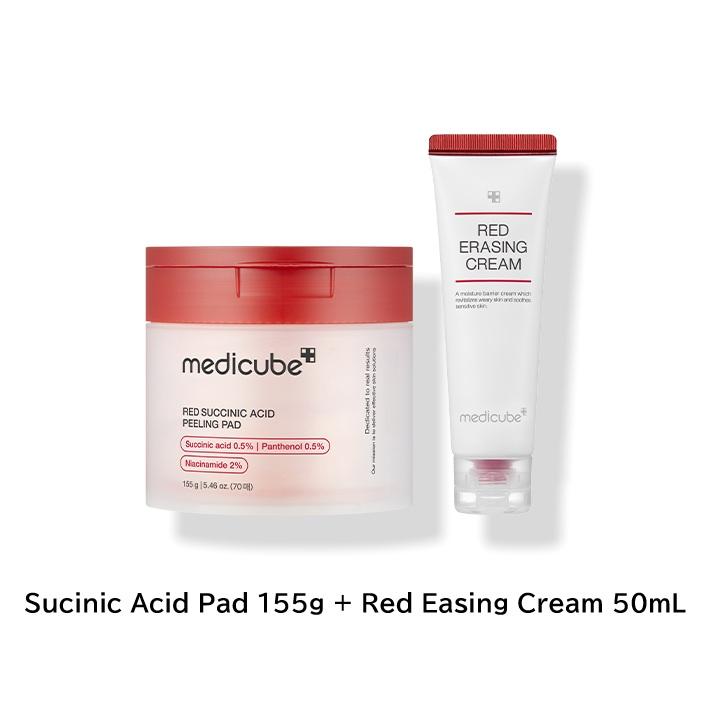 

MEDICUBE Succinic Erasing Duo Set Succinic Acid Pad 155g + Red Erasing Cream 50mL / 100mL Sucinic Acid Pad 155g + Red Easing Cream 50mL