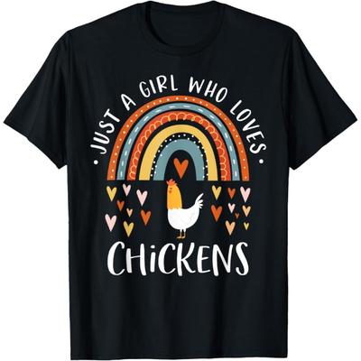 Just A Girl Who Loves Chickens Rainbow Gifts Poultry Lover T-Shirt