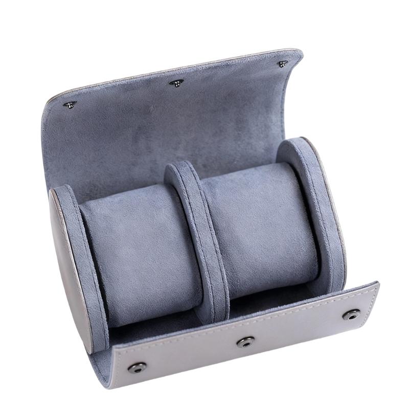 Compact Travel Friendly Watch Box Featuring Protective Flocking Compartments Waterproof Watch Organizers Leather Texture