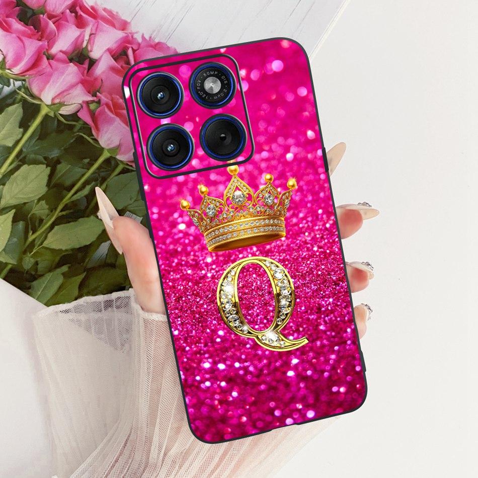 For Motorola Edge 70 Fashion Crown Letter Phone Case For Motorola Moto X70 Air Edge70 5G XT2601-2 Black Silicone Soft Cases