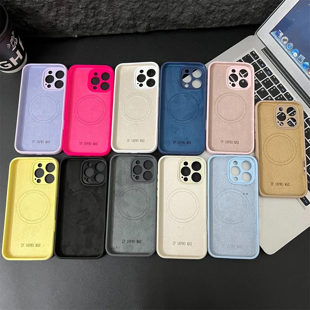 Luxury Magsafe Liquid Silicone Magnetic Phone Case For iPhone 16 Pro Max 15 Plus 14 13 12 Lens Protective Candy Color Back Cover