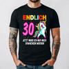 Endlich 30 Deutsches Text T-Shirt Lustiger Geburtstag Baumwolle Tee Schwarz Sommer Kurzarm Vintage Unisex Jetzt muss ich nur noch erwachsen werden