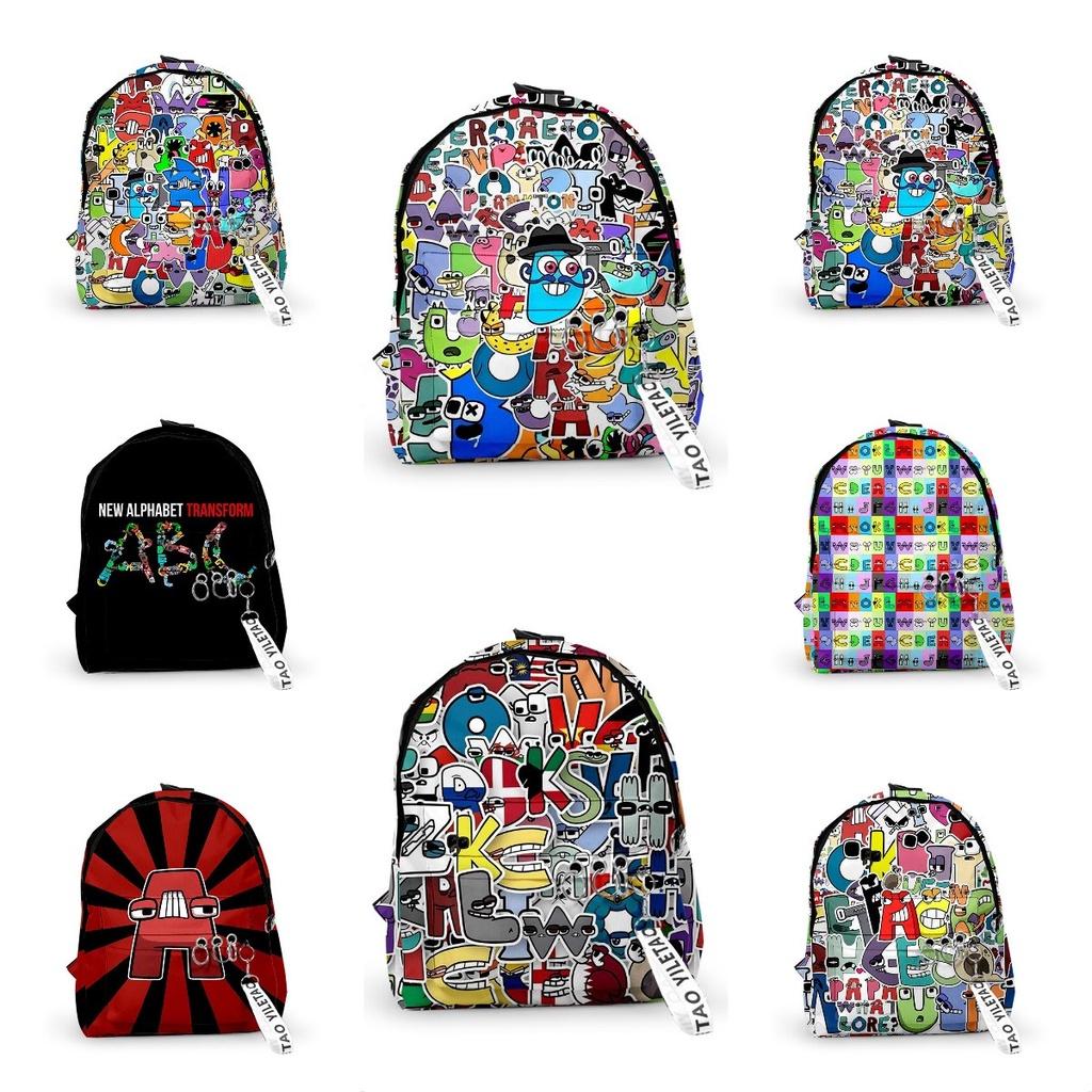 Unisex Oxford Cloth Printed Backpack Alphabet Lore Design Student Gift