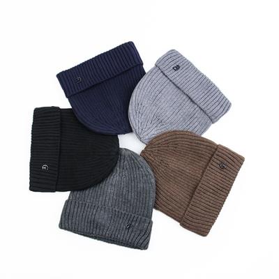 New Autumn and Winter Men's Thickened Cashmere Wool Hat Versatile Flanged Outdoor Warm Ear Protection Knitted Hat