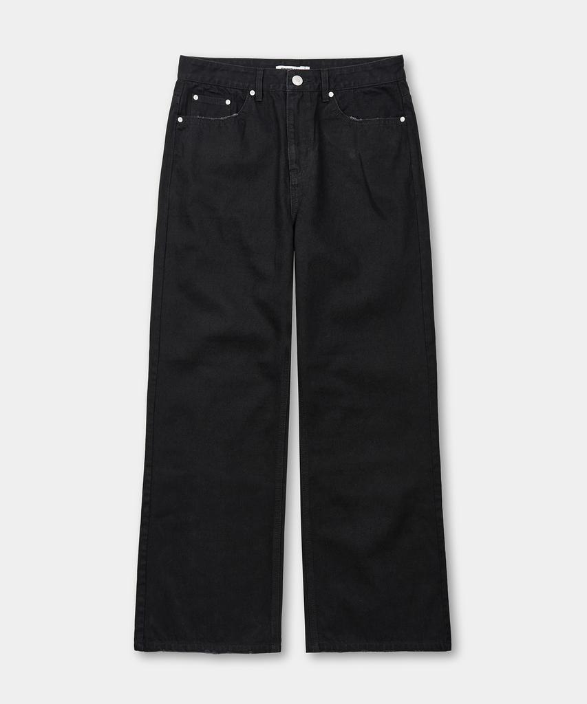 X Container Grunge Pocket Flare Denim Pants (Black)