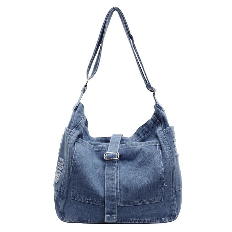 Spring New Denim Shoulder Bag Women's Messenger Bag Old Denim Messenger Bag Retro