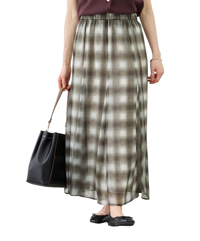 Rope Picnic Sheer Check Skirt for Women GDC16190 Chromine MT (01)