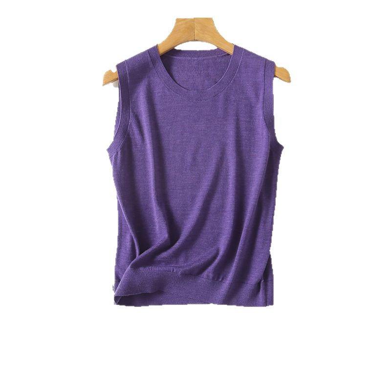 Classic Durable Machine-Washable 100% Wool Knit Camisole: Super Fine Spring/Summer Inner Wear White Tank Top