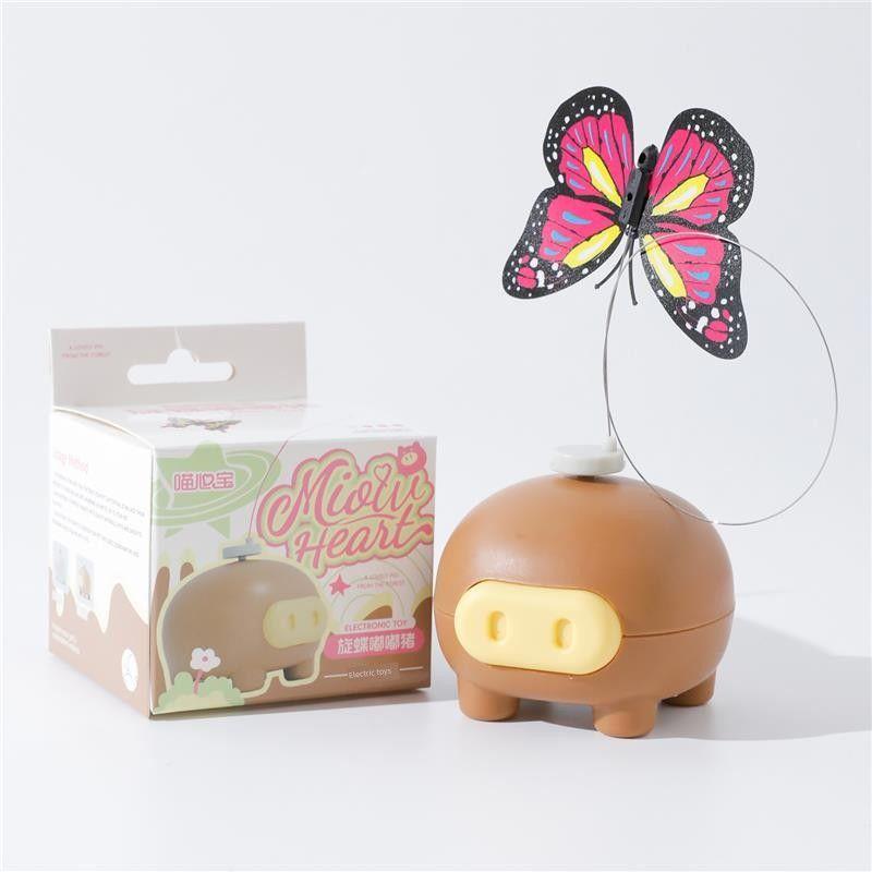 

Cat Toy Self-Hi Relieving Stuffy Handy Gadget Electric Rotate Butterfly Automatic Cat Teaser Cat Consumption Physical Pet Supplies Dudu pig Rotate butterfly [coffee Brown]]