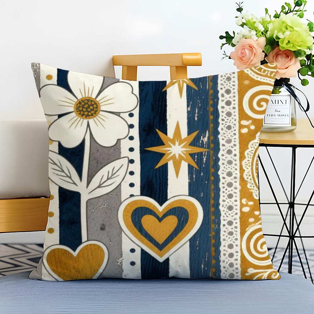 Boho Pattern Cushion Cover Washable Linen Pillowcase Soft  for Sofa Bed Cozy Home Room Decor