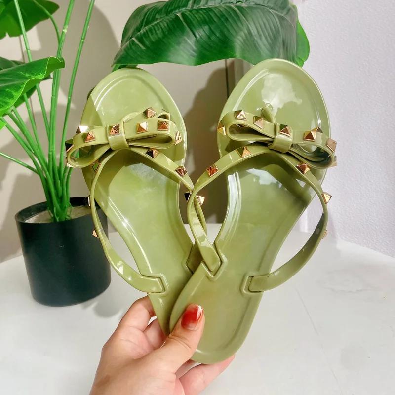 Fashion Women's Luxury Low Transparent Rubber Slippers, Designer Flip Flops, Hawaiian Fashion Flats, PU Fabric, Rome, 2024