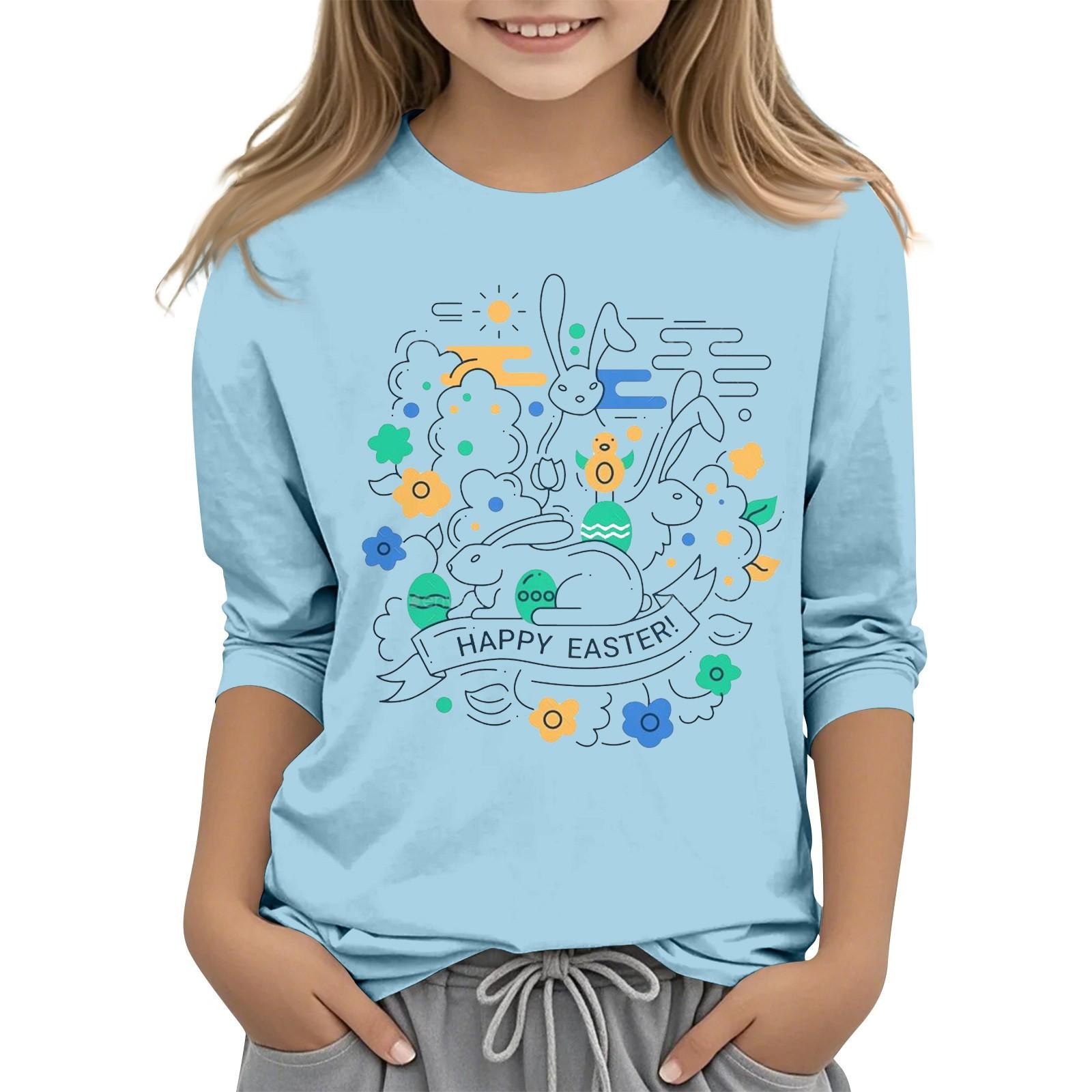 

Повсякденна футболка з круглим вирізом та рукавами 7/8 з великоднім принтом для дітей 150