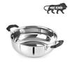 Cello Stainless Steel Induction Kadhai For Gas & Smooth Cooking | 3L Mirror Finish Deep Pan With Dual Handles