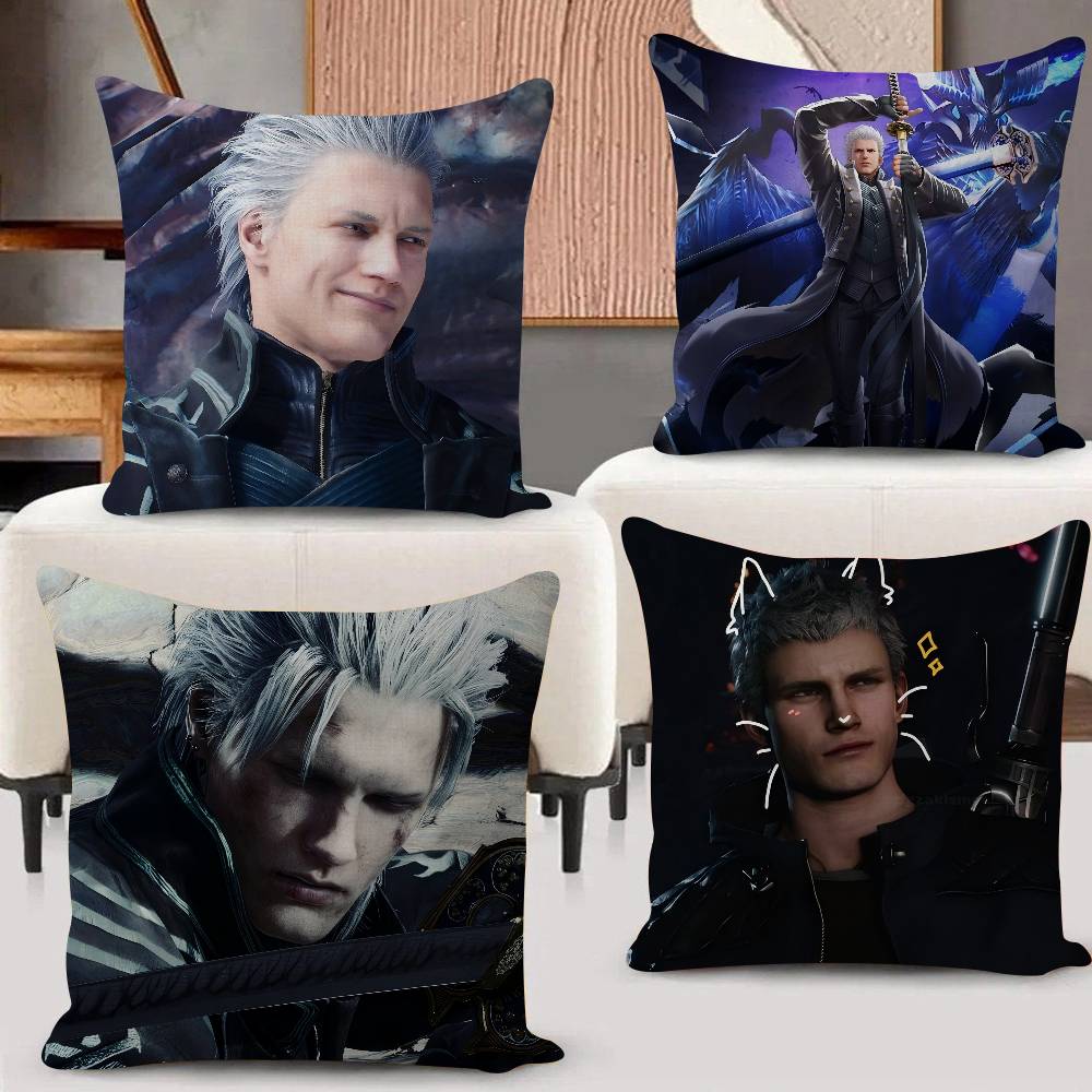Fine Glasses Unisex Vergil D-Devil May C-Cry Office Cushion Pillowcase Car Cushion Cover45x45cm Lumbar Pillowcase Sofa Pillowcover