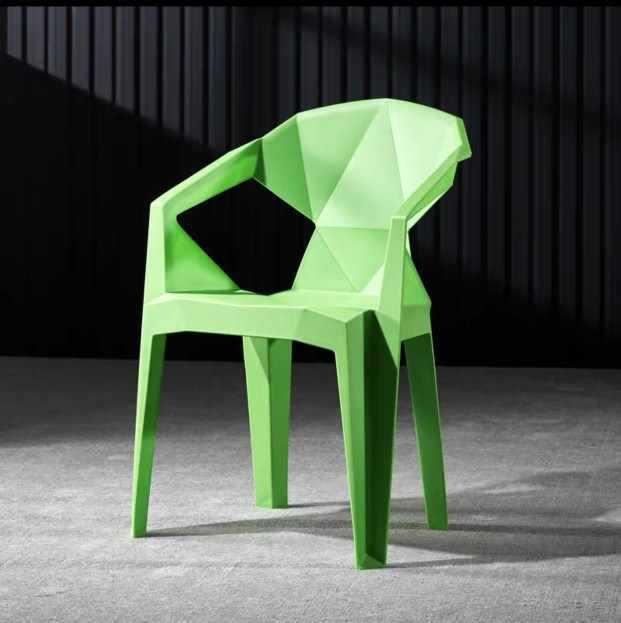 Stackable Outdoor Plastic Armchair with Backrest & Thickened Stool for Dining or Leisure