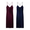 Women's High Neck Chiffon T-Shirt & Golden Velvet Camisole Dress Set - Korean Style Casual Autumn/Winter Fashion