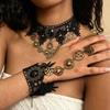 Black Lace Centerpiece Neck Jewelry Set Gothic Statement Accessories for Themed Photo Shoots, Festivals and Halloween Looks