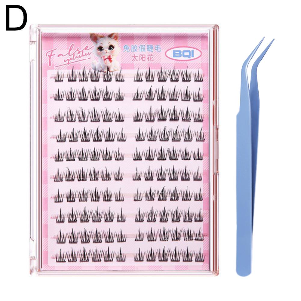 10 Rows Large Capacity Glue-free False Eyelashes Single Cluster 10-12MM C-curled Natural Self-adhesive False Eyelashes