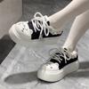 Women's Cute Canvas Shoes  Spring Autumn New Lace Comfort Platform Casual Shoes Outdoor Non Slip Height Increase Board Shoes