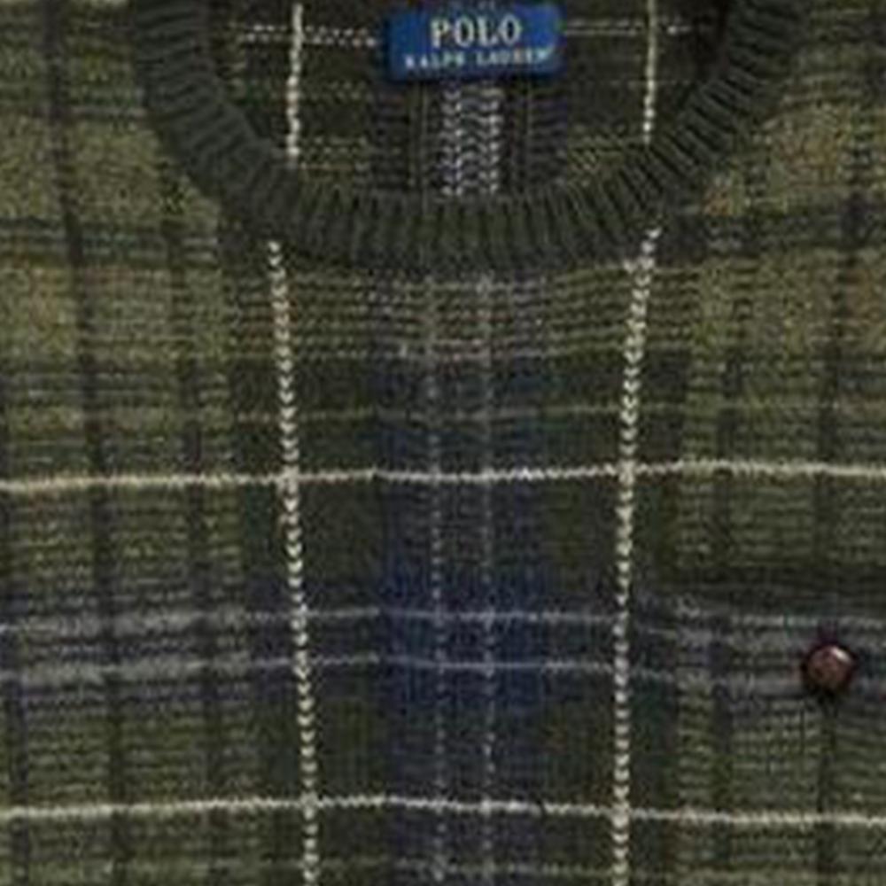 Polo Ralph Lauren SS22 Checked Crew Neck Long Sleeve Cashmere Sweater Men sweater Green MNPOSWE16820904-300