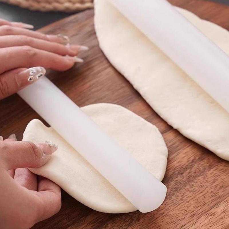 White Pp Rolling Pin Household Food Grade Dumpling Pizza Pastry Tool Long Dough Roller Kneading Stick Baking Supplies