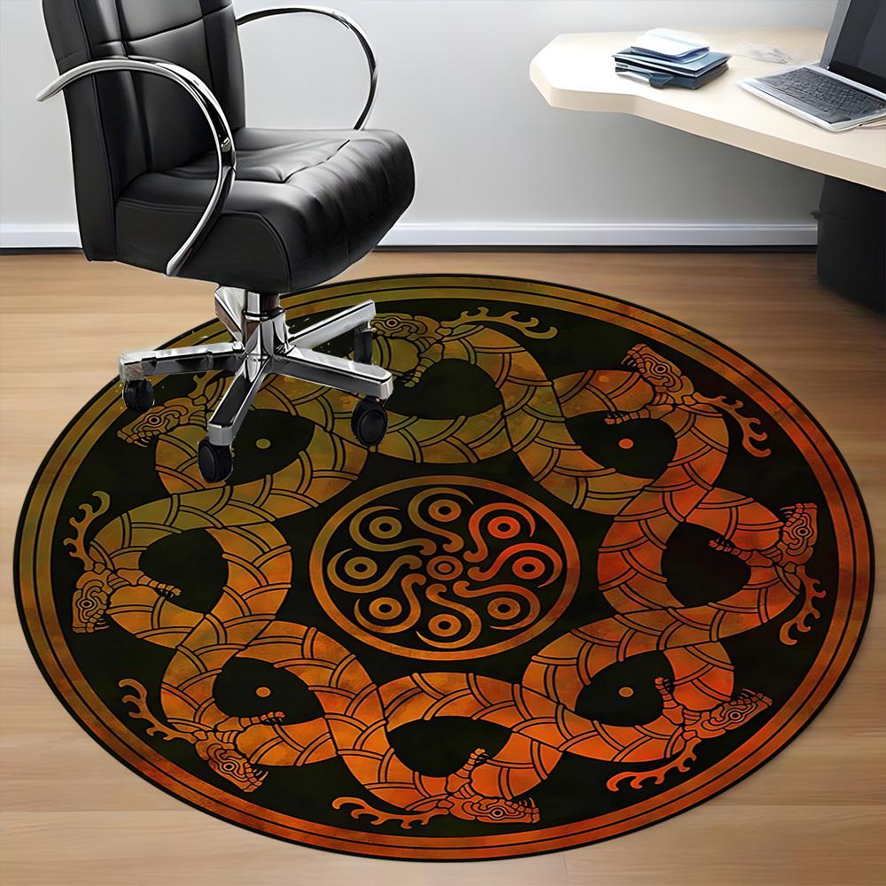 1pc Serpent Mandala Office Round Area Rug, Under Office Chairs Bedroom Living Room Home Decor, Room Deco, Available in Various Sizes
