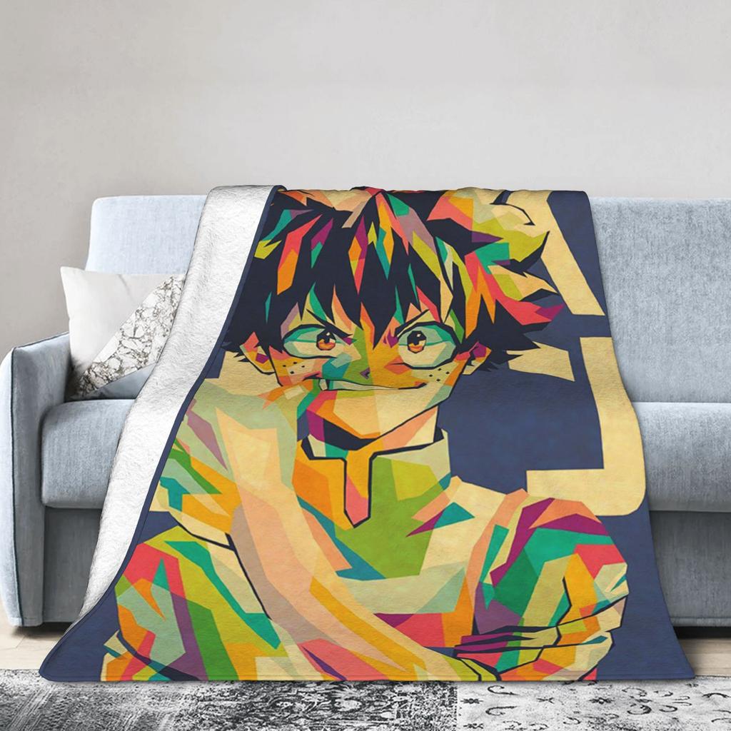 Izuku Midoriya Coral Fleece Plush Throw Blanket Academy Anime Manga Blanket for Home Bedroom Warm Bed Rug