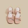 4.5Cm Inner Height Increase Square Head Wedge Heel Sheepskin Bow Slippers Women's Sandals Summer New