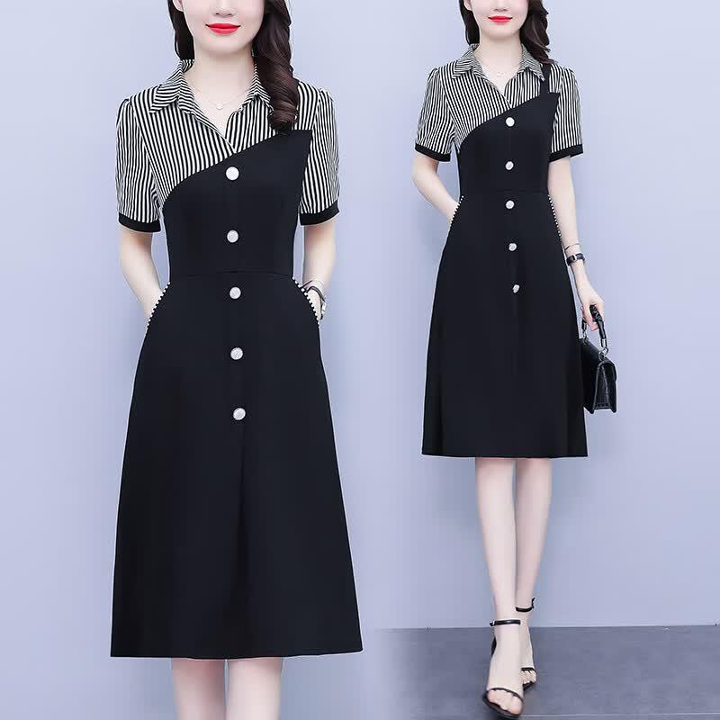 Etam Classic Striped Faux Two-Piece A-Line Dress