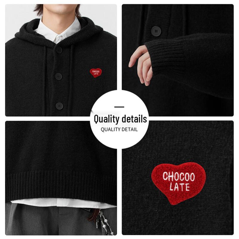 :CHOCOOLATE IT Men's Retro Hooded Casual Knit Sweater