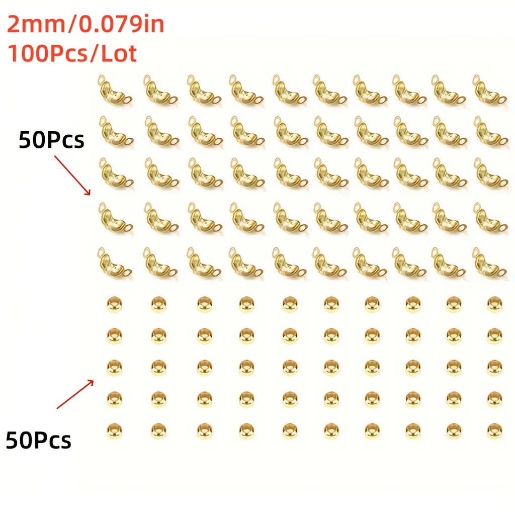 100pcs/lot Connector Clasp Crimp End Beads Findings Kit DIY Bracelet Necklace Jewelry Making Supplies